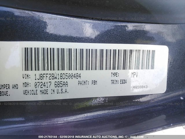 1J8FF28W18D500484 - 2008 JEEP PATRIOT SPORT BLUE photo 9