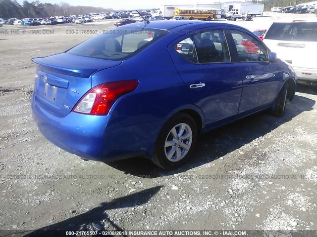 3N1CN7AP4CL901286 - 2012 NISSAN VERSA S/SV/SL BLUE photo 4