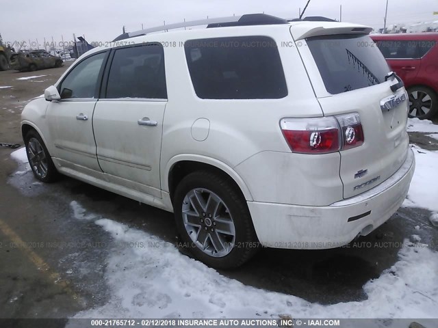 1GKKVTED1CJ152881 - 2012 GMC ACADIA DENALI WHITE photo 3