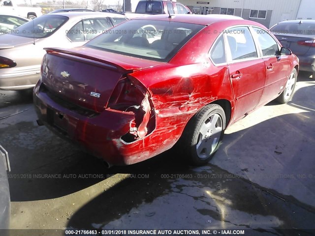 2G1WD58C781233943 - 2008 CHEVROLET IMPALA SUPER SPORT RED photo 4