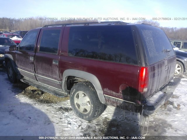 1GNFK16R2XJ321341 - 1999 CHEVROLET SUBURBAN K1500 MAROON photo 3