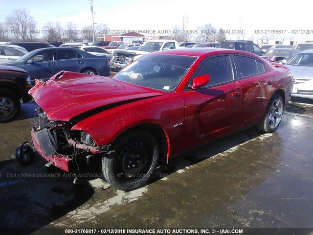 2B3CL5CT6BH504382 - 2011 DODGE CHARGER R/T RED photo 2