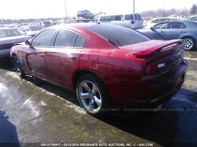 2B3CL5CT6BH504382 - 2011 DODGE CHARGER R/T RED photo 3