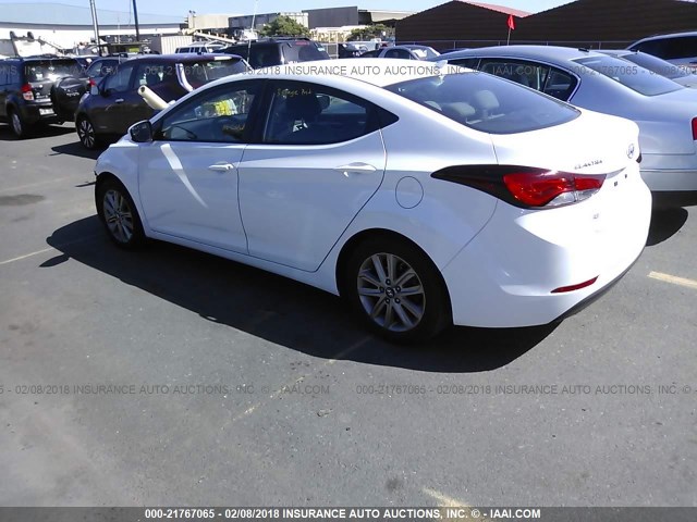 5NPDH4AE6FH640110 - 2015 HYUNDAI ELANTRA SE/SPORT/LIMITED WHITE photo 3