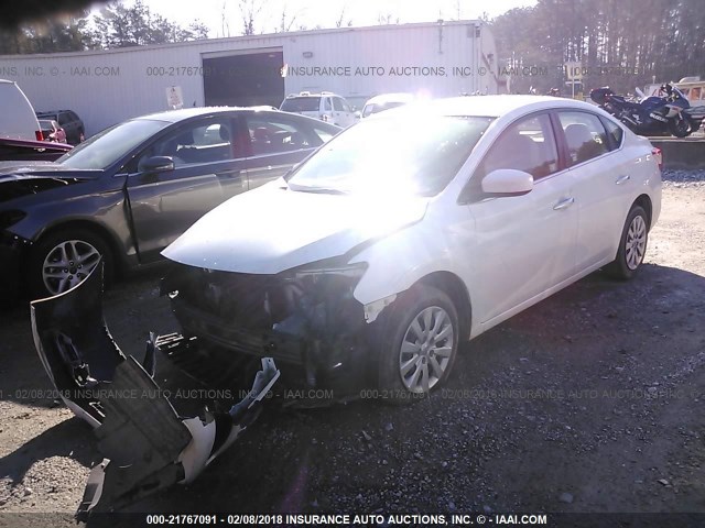 3N1AB7AP2FY292447 - 2015 NISSAN SENTRA S/SV/SR/SL WHITE photo 2