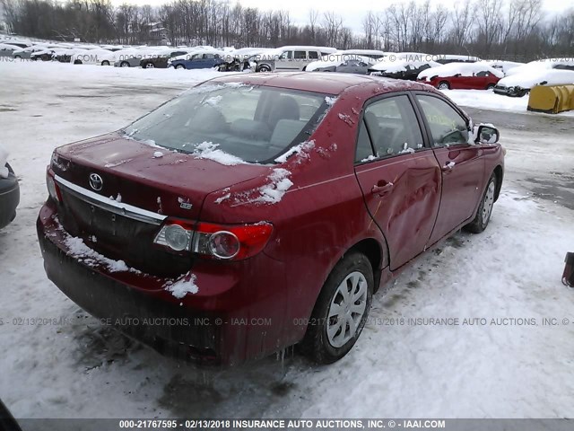2T1BU4EE1BC583695 - 2011 TOYOTA COROLLA S/LE RED photo 4