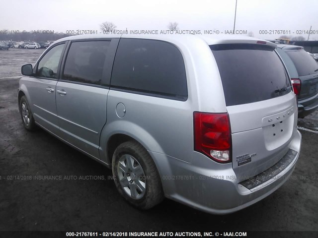 2C4RDGBG8CR351635 - 2012 DODGE GRAND CARAVAN SE SILVER photo 3