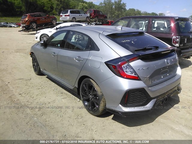 SHHFK7H98HU214861 - 2017 HONDA CIVIC SPORT TOURING SILVER photo 3