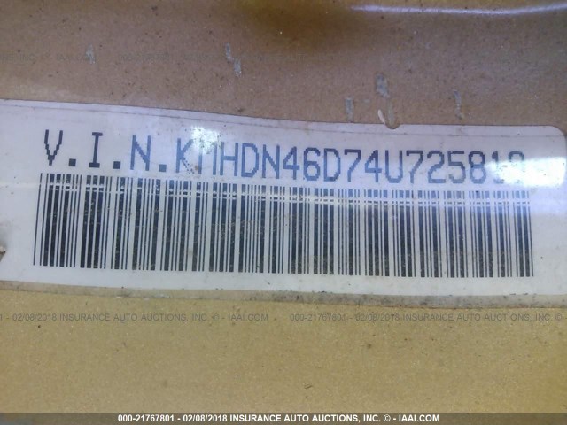 KMHDN46D74U725819 - 2004 HYUNDAI ELANTRA GLS/GT GOLD photo 9