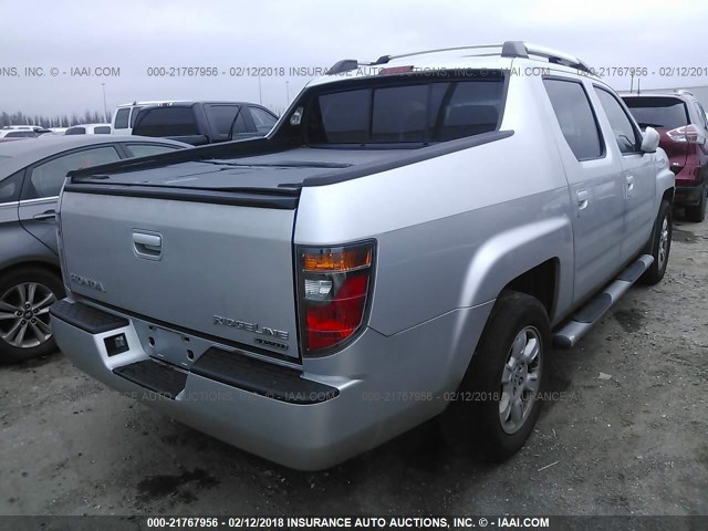 2HJYK16517H513734 - 2007 HONDA RIDGELINE RTL SILVER photo 4