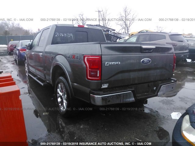 1FTFW1EG2GKF42865 - 2016 FORD F150 SUPERCREW GRAY photo 3