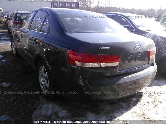 5NPEU46C96H169223 - 2006 HYUNDAI SONATA GLS/LX BLACK photo 3