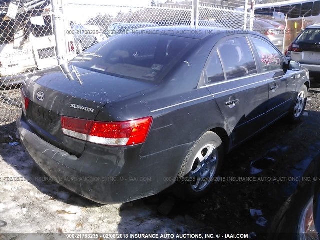 5NPEU46C96H169223 - 2006 HYUNDAI SONATA GLS/LX BLACK photo 4