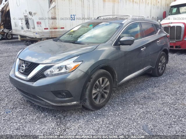 5N1AZ2MG9GN109224 - 2016 NISSAN MURANO S/SL/SV/PLATINUM GRAY photo 2