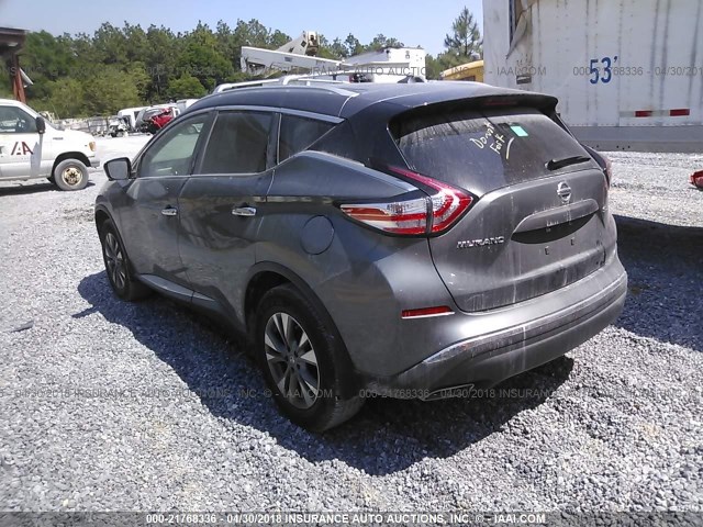 5N1AZ2MG9GN109224 - 2016 NISSAN MURANO S/SL/SV/PLATINUM GRAY photo 3