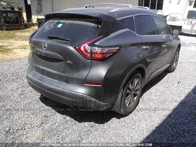 5N1AZ2MG9GN109224 - 2016 NISSAN MURANO S/SL/SV/PLATINUM GRAY photo 4