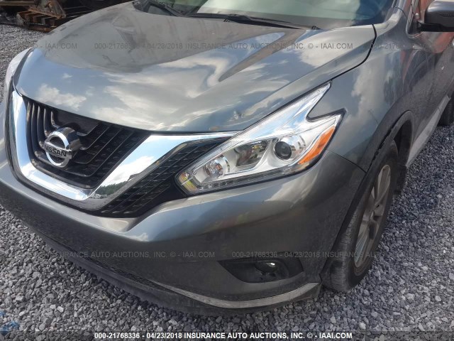 5N1AZ2MG9GN109224 - 2016 NISSAN MURANO S/SL/SV/PLATINUM GRAY photo 6