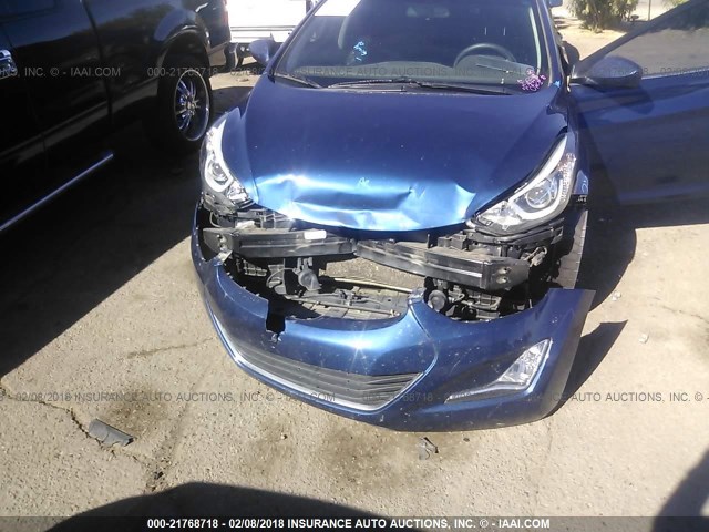 5NPDH4AE0FH585945 - 2015 HYUNDAI ELANTRA SE/SPORT/LIMITED BLUE photo 6