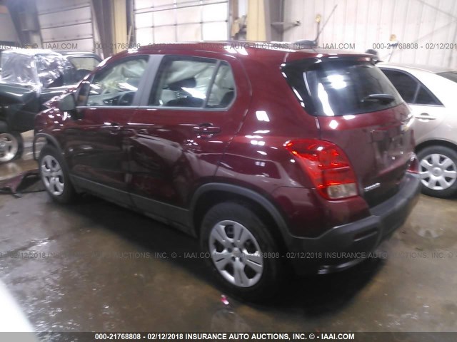 3GNCJKSB1GL250355 - 2016 CHEVROLET TRAX LS MAROON photo 3