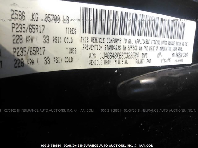 1J4GS48K66C322584 - 2006 JEEP GRAND CHEROKEE LAREDO/COLUMBIA/FREEDOM 黑色 照片 9