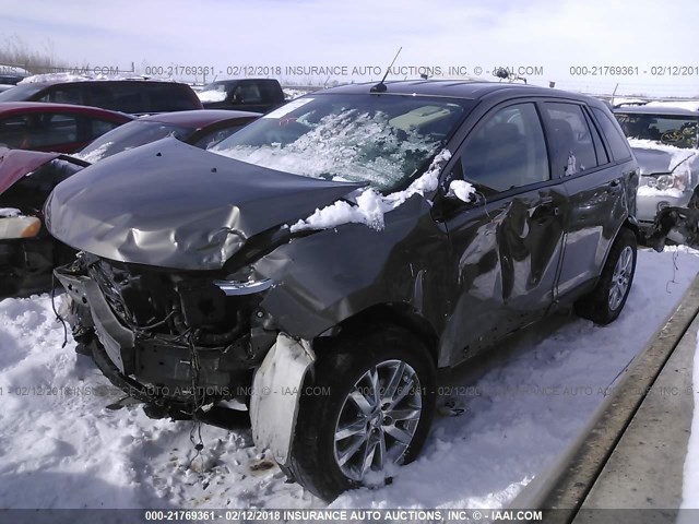 2FMDK3JC2DBC62074 - 2013 FORD EDGE SEL GRAY photo 2