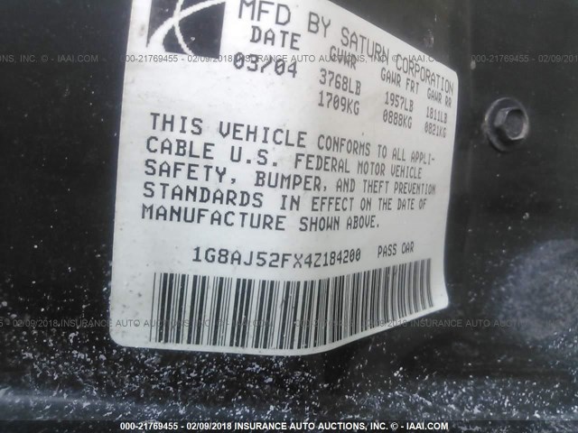 1G8AJ52FX4Z184200 - 2004 SATURN ION LEVEL 2 Gümüş foto 9