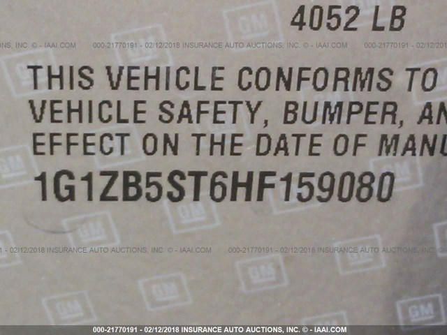 1G1ZB5ST6HF159080 - 2017 CHEVROLET MALIBU LS 灰色 照片 9