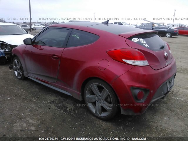 KMHTC6AE1EU206263 - 2014 HYUNDAI VELOSTER TURBO RED photo 3