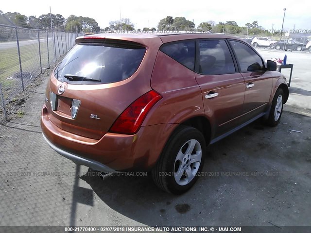 JN8AZ08TX5W308553 - 2005 NISSAN MURANO SL/SE/S ORANGE photo 4