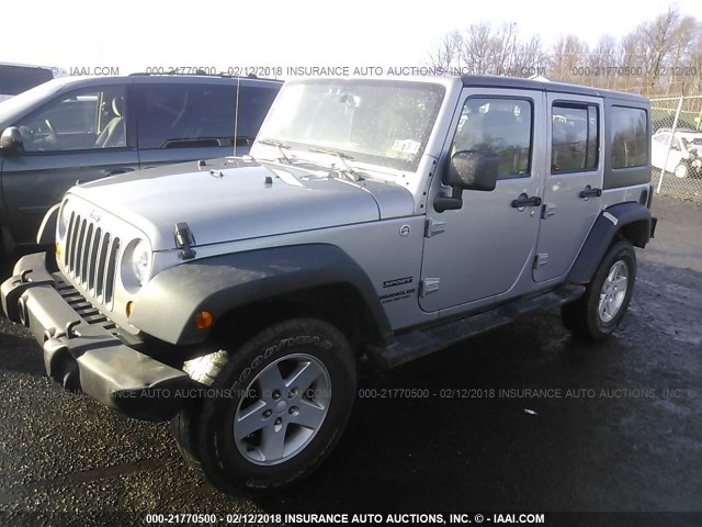 1C4HJWDG4DL595126 - 2013 JEEP WRANGLER UNLIMITE SPORT SILVER photo 2