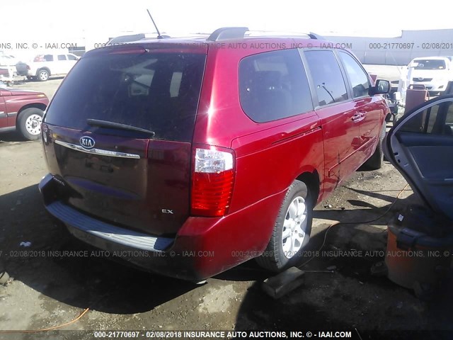 KNDMB233696305560 - 2009 KIA SEDONA EX/LX RED photo 4