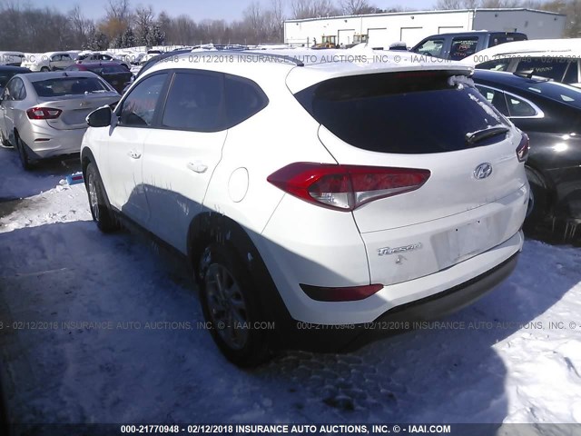 KM8J3CA45HU407424 - 2017 HYUNDAI TUCSON LIMITED/SPORT AND ECO/SE WHITE photo 3
