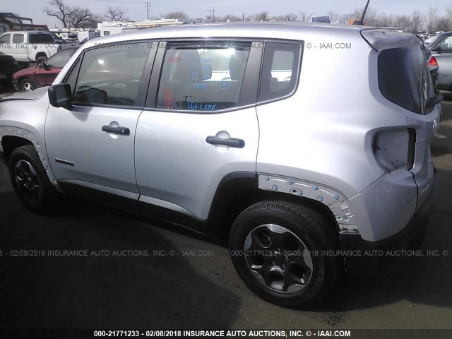 ZACCJBAH0FPB67672 - 2015 JEEP RENEGADE SPORT Արծաթագույն լուսանկար 3