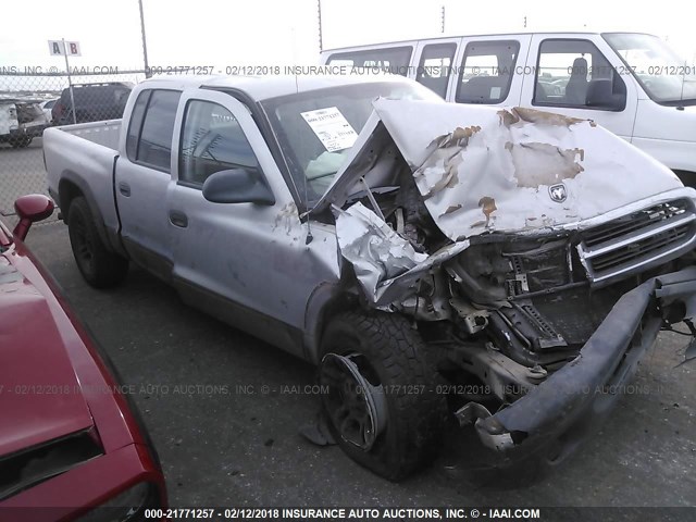 1D7HL38K84S777415 - 2004 DODGE DAKOTA QUAD SPORT GRAY photo 1