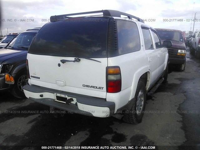 1GNEK13T55R199438 - 2005 CHEVROLET TAHOE K1500 WHITE photo 4