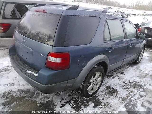 1FMZK05135GA30395 - 2005 FORD FREESTYLE SEL BLUE photo 4