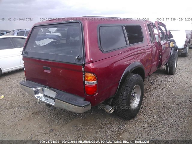 5TEWN72NX4Z434008 - 2004 TOYOTA TACOMA XTRACAB RED photo 4