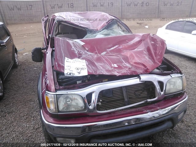 5TEWN72NX4Z434008 - 2004 TOYOTA TACOMA XTRACAB RED photo 6