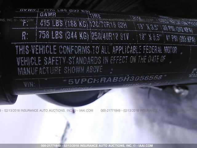 5VPCHRAB5H3056568 - 2017 VICTORY MOTORCYCLES HAMMER S 黑色 照片 10