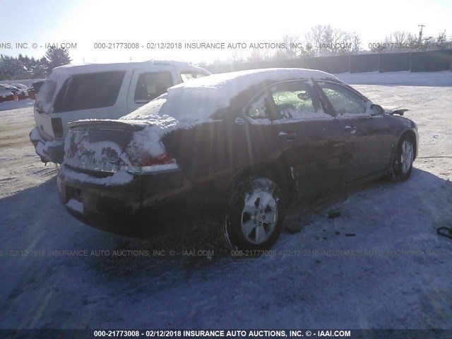 2G1WT58K081375593 - 2008 CHEVROLET IMPALA LT BURGUNDY photo 4