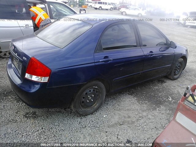 KNAFE121385518123 - 2008 KIA SPECTRA EX/LX/SX BLUE photo 4