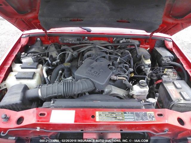 1FTYR44E85PA42940 - 2005 FORD RANGER SUPER CAB RED photo 10