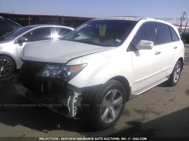 2HNYD2H47AH525879 - 2010 ACURA MDX TECHNOLOGY WHITE photo 2