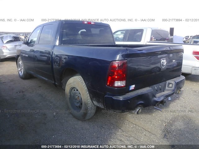 1C6RD6KT4CS318757 - 2012 DODGE RAM 1500 ST Dark Blue photo 3