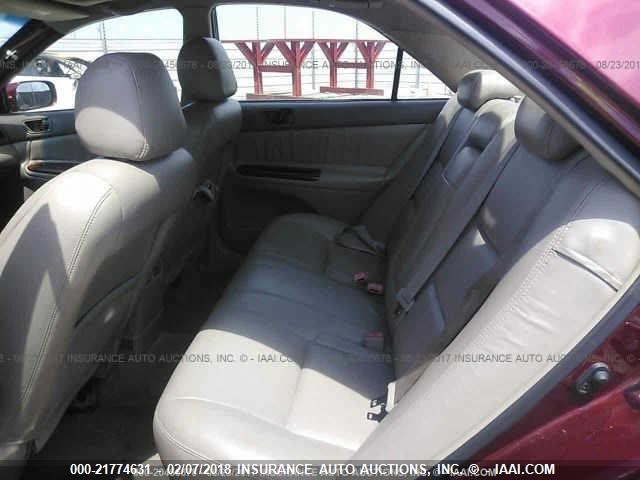 4T1BF32KX2U005558 - 2002 TOYOTA CAMRY LE/XLE/SE RED photo 8