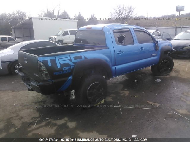 5TELU42N57Z326369 - 2007 TOYOTA TACOMA DOUBLE CAB BLUE photo 4