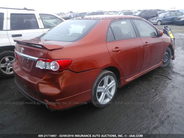 2T1BU4EE4DC065664 - 2013 TOYOTA COROLLA S/LE ORANGE photo 4