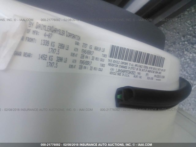 1J8HS48P97C643521 - 2007 JEEP GRAND CHEROKEE LAREDO/COLUMBIA/FREEDOM 白色 照片 9