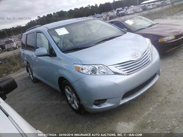 5TDKZ3DCXHS767027 - 2017 TOYOTA SIENNA LE Light Blue photo 1