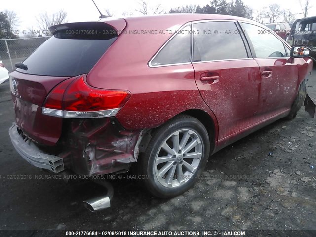 4T3ZE11A09U001454 - 2009 TOYOTA VENZA RED photo 4